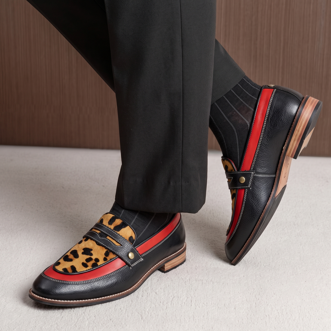 Leopard Penny Loafers Men