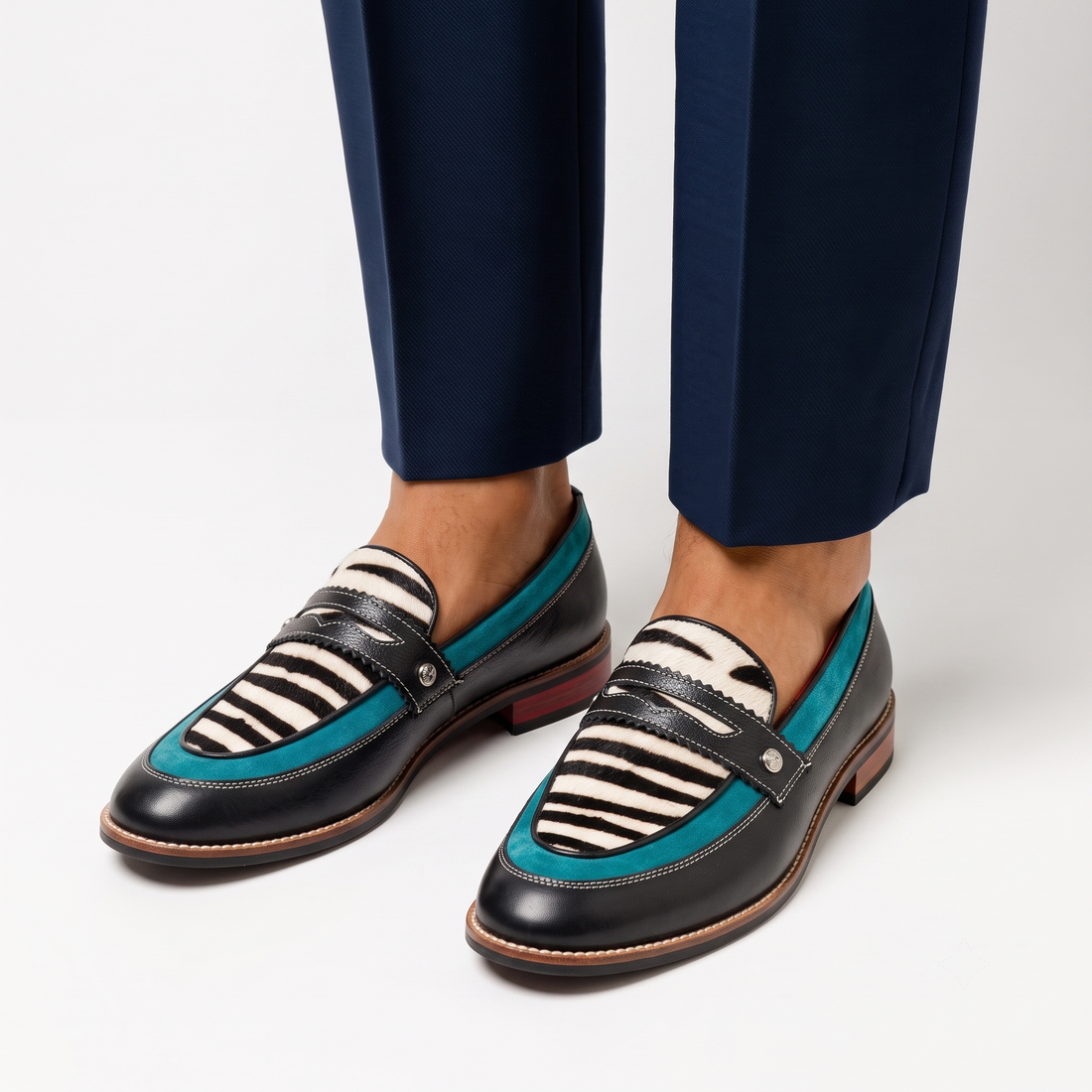 Zebra Penny Loafers Men